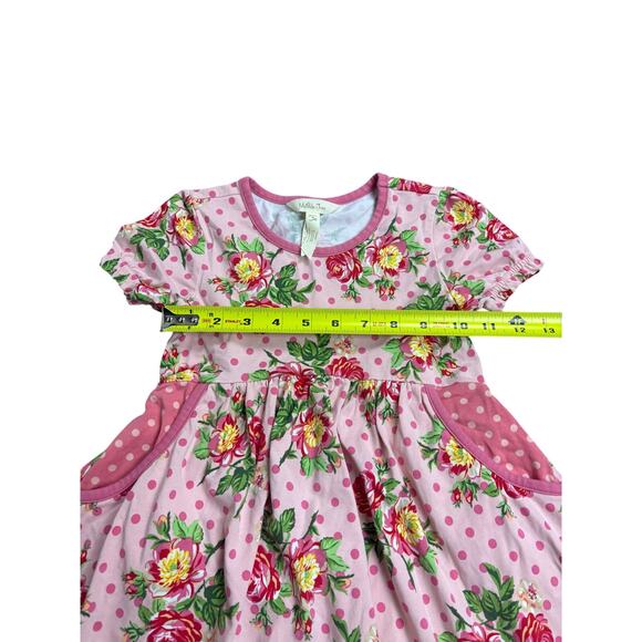 Matilda Jane Girls Size 4 Dress Pink Polka Dot Floral Short Sleeve Boho - Picture 4 of 5